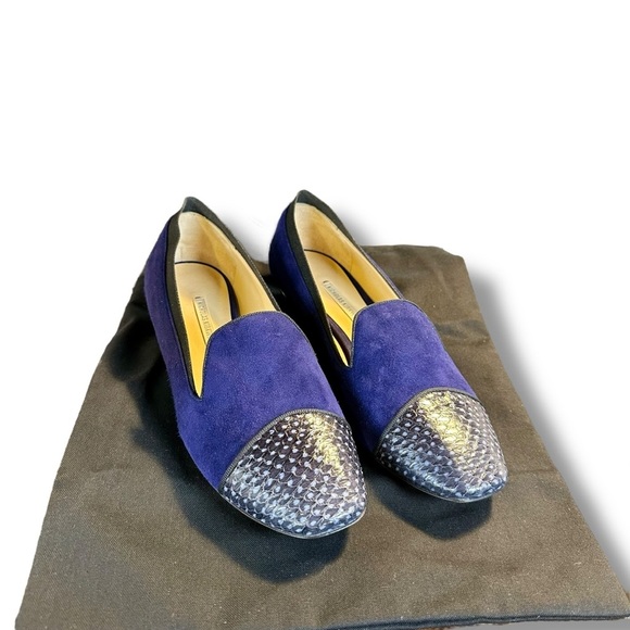 NWT Nicholas Kirkwood Blue Suede & Snakeskin Cap Toe Loafers Size 7 ASO Beatrice - Picture 5 of 16